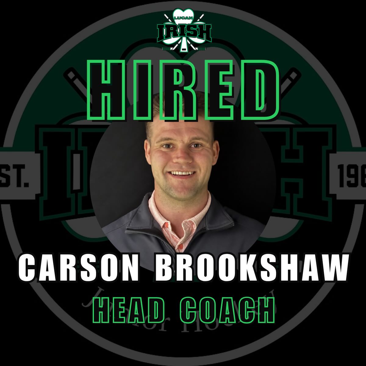 ABOUT CARSON: Carson was born and raised in Thorndale but has been an Ilderton resident for the past 5-years where he owns and operates TD Research. Prior to moving to Ilderton, he studied Chemistry at Western University and Business at the Richard Ivey Business School.

Carson played five seasons in the GOJHL, primarily with the St. Thomas Stars and London Nationals, winning the Western Conference twice. He won both the OJHL Championship and the OHF Jr. A Championship with the Trenton Golden Hawks. Carson’s coaching experience includes serving as an assistant coach for two OFSAA‑qualifying Medway Boys AAA/AAAA hockey teams, Head Skills and Development Coach for the St. Marys Jr. B Lincolns, and coach for U13 and U15 IMHA Rep teams.

We are so excited to welcome Carson to the Irish and continue our commitment to building a winning team rooted in the community.